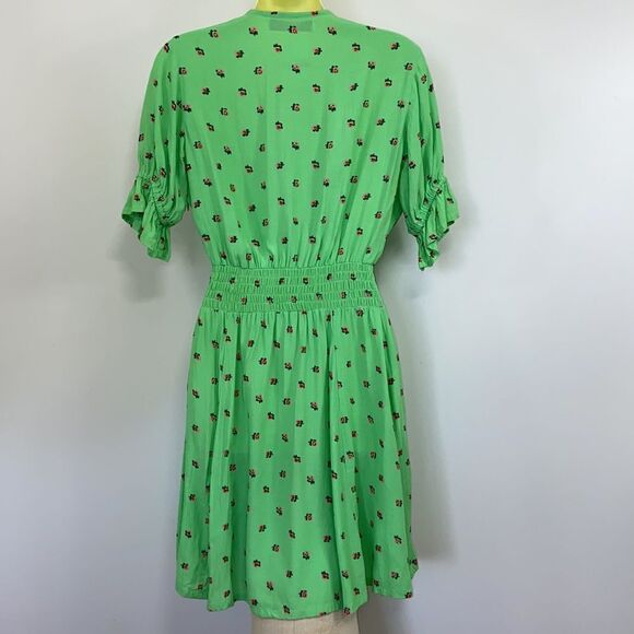 Faithfull The Brand Dress”Manhattan “ Spearmint Pink Roses Mini Nwot 4 - Picture 7 of 8